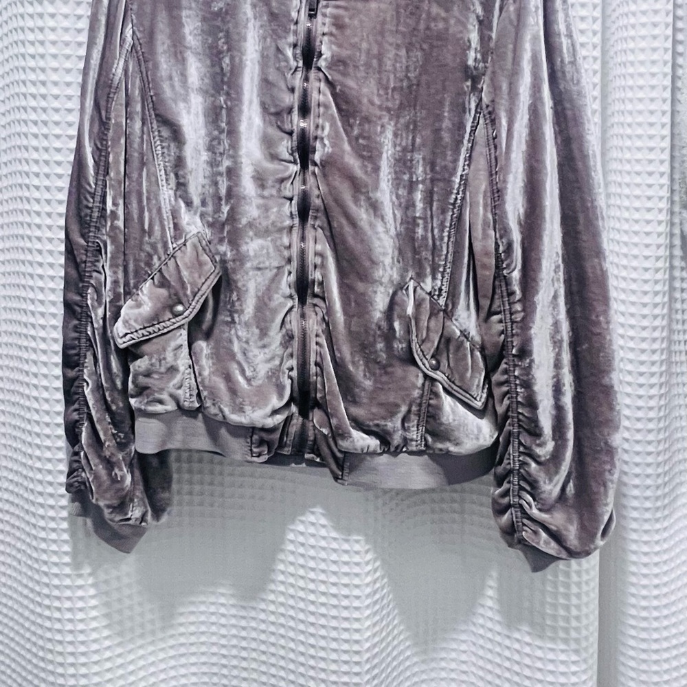 taupe/grey Free People Velvet Bomber Jacket